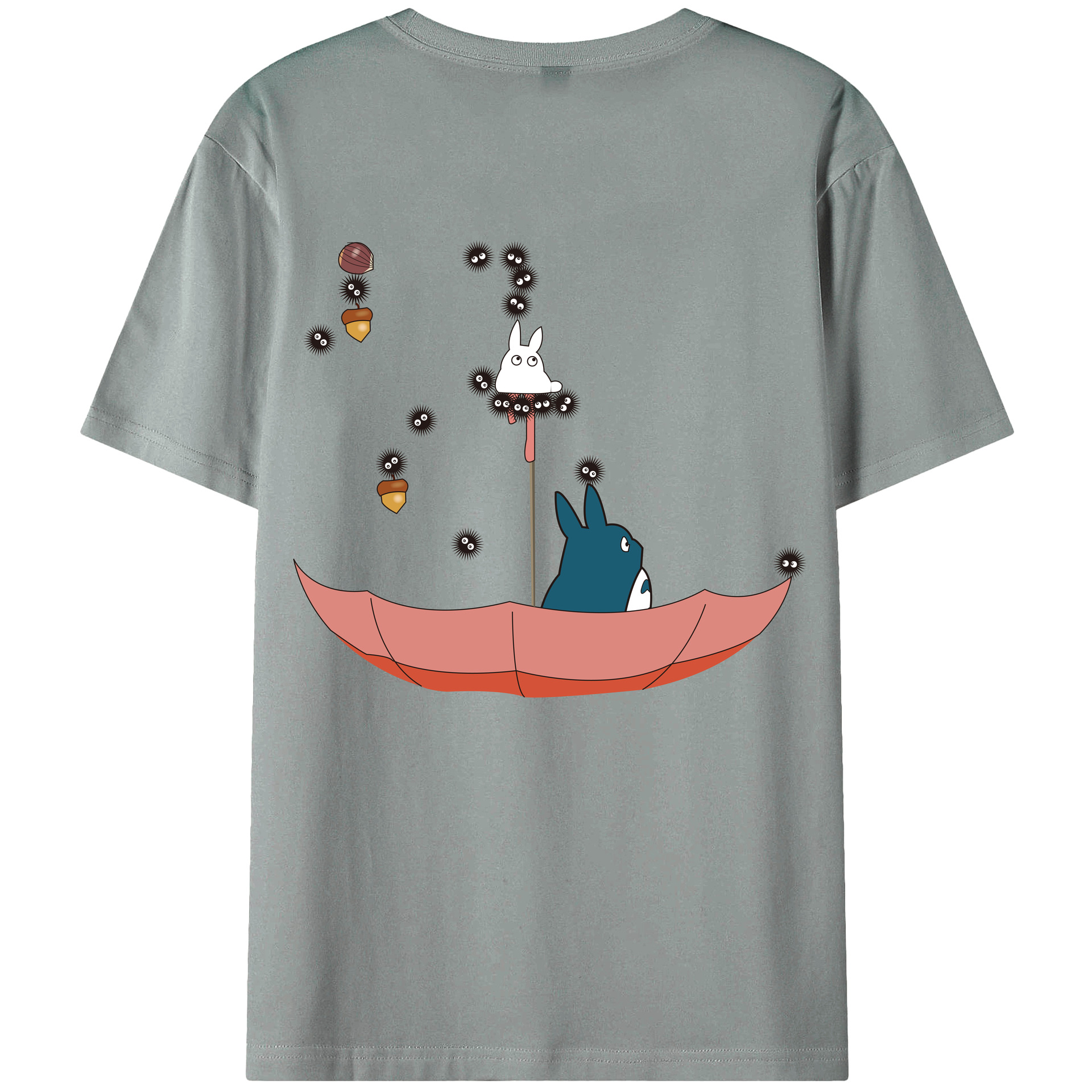 （画像用） となりのトトロ 草壁メイ 草壁サツキ My Neighbor Totoro Satsuki Kusakabe Mei Kusakabe 綿100％ メンズ半袖Tシャツ（バックプリント） 通気性